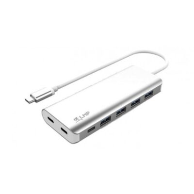 LMP USB-C Hub, 7 port USB-A (4) & USB- C (3) hub, charging function (BC1.2), external power supply (36W), silver - Nuovo